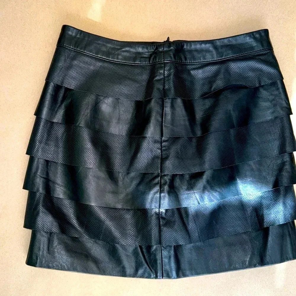 Zopin - Faux Leather Layered Mini Skirt
